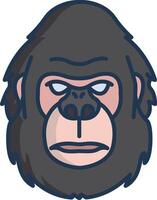 Gorilla face linear color illustration vector