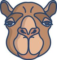 Camel face linear color illustration vector