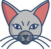 Cat face linear color illustration vector