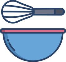 Baking Bowl linear color illustration vector
