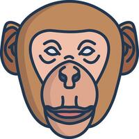 Monkey face linear color illustration vector