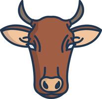 Cow face linear color illustration vector