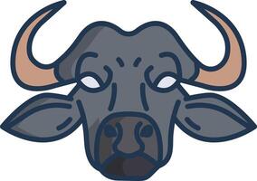 Buffalo face linear color illustration vector