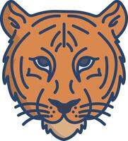 Tiger face linear color illustration vector