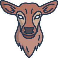 Fawn face linear color illustration vector