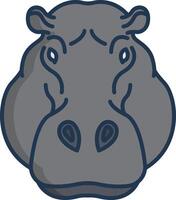 Hippopotamus face linear color illustration vector