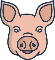 Pig face linear color illustration vector