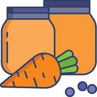 carrot baby food linear color illustration vector