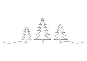 Christmas tree continuous one line drawing pro illustration vector