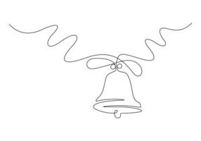 Christmas bell continuous one line drawing premium illustration vector