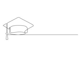 Graduation cap in one continuous line drawing pro illustration vector