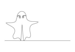 Halloween ghost continuous one line drawing pro illustration vector
