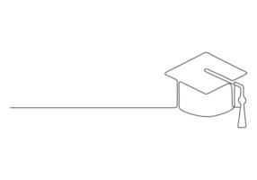 Graduation cap in one continuous line drawing pro illustration vector