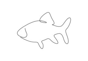 Goldfish in one continuous line drawing premium illustration vector