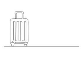 Travel suitcase continuous one line drawing premium illustration vector