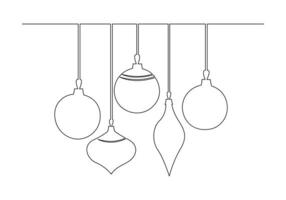 Christmas decorations continuous one line drawing pro illustration vector