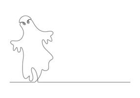 Halloween ghost continuous one line drawing pro illustration vector