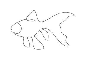 Goldfish in one continuous line drawing premium illustration vector