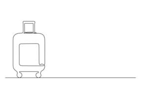 Travel suitcase continuous one line drawing premium illustration vector