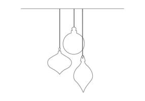 Christmas decorations continuous one line drawing pro illustration vector