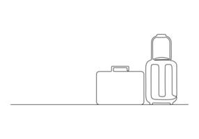 Travel suitcase continuous one line drawing premium illustration vector