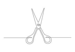 Continuous one line drawing of scissors and comb for barbershop on white background pro illustration vector