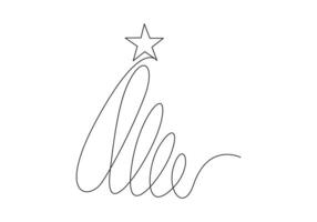 Christmas tree continuous one line drawing pro illustration vector