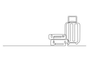 Travel suitcase continuous one line drawing premium illustration vector