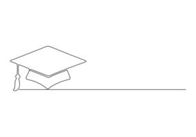 Graduation cap in one continuous line drawing pro illustration vector