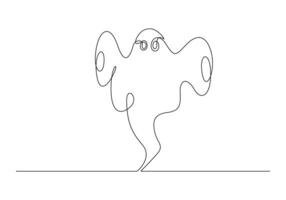 Halloween ghost continuous one line drawing pro illustration vector