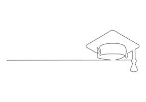 Graduation cap in one continuous line drawing pro illustration vector