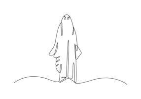 Halloween ghost continuous one line drawing pro illustration vector