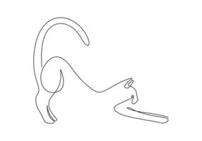 Continuous one line drawing of cute cat isolated on white background pro illustration vector