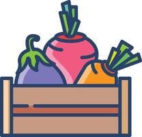 vegetales caja lineal color ilustración vector