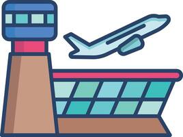 Airport terminal linear color illustration vector