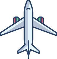 Airplane linear color illustration vector