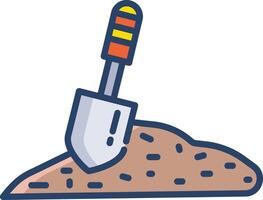 shovel linear color illustration vector