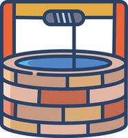 Water well linear color illustration vector