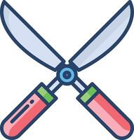 Shears linear color illustration vector