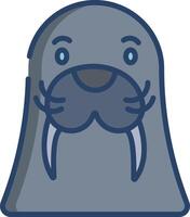 Walrus linear color illustration vector