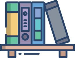 Bookshelf linear color illustration vector