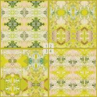 Set of geometric texture of aged baroque ornaments pattern. Classic ornaments on abstract grunge beige, yellow, green background. vector