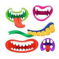 Monster mouth with tongue and teeth. Scary and funny mouth vector