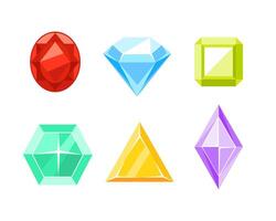 Jewel gemstones set. Gems and Diamonds of Different Shape. Crystal stone vector