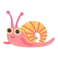 Cute snail. Cartoon character. Marine life. Sea animal isolated on white background. vector