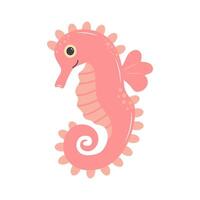 Cute seahorse. Cartoon character. Sea animal isolated on white background. vector