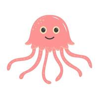 Cute jellyfish. Cartoon character. Sea animal isolated on white background. vector