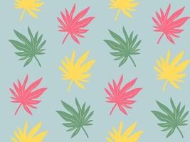 Seamless pattern with colorful tropical leaves. Exotic floral pattern for design and textile. Summer background in pastel colors. vector