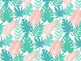 Seamless pattern with tropical leaves, twigs, monstera. Exotic floral pattern for design and textile. Summer background in pastel colors. vector