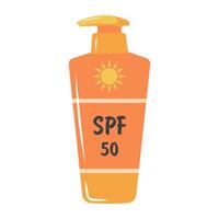 Sunscreen tube with dispenser. Sun safety icon. illustration isolated on white background. vector